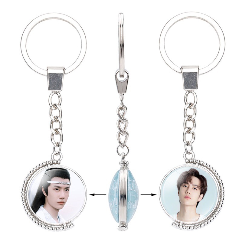 ละครที่ร้อนแรงทำให้ Xiao Zhan และ Wang Yibo พวงกุญแจถ่ายภาพสตรีทไทม์อัญมณีพวงกุญแจหมุนสองด้าน