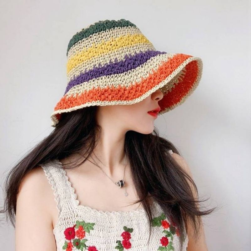 ฺB101 [พร้อมส่งจากไทย] หมวกบักเก็ต ปีกกว้าง สำหรับผู้หญิง