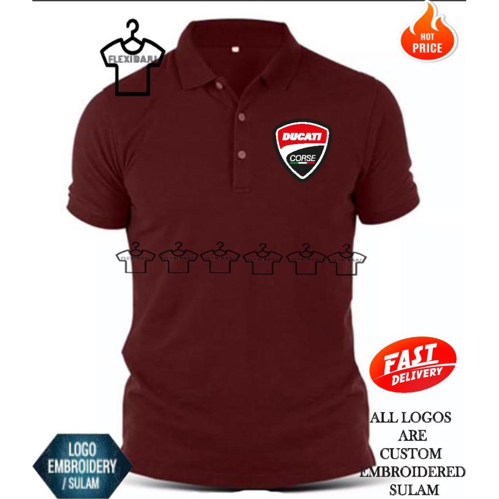 HEBAT🔥 [SULAM] ZZ CLASSIC DUKATI LOGO POLO ใหม่ EMBROIDERY BAJU LELAKI PEREMPUAN POLO TEE!! ผ้าฝ้าย 