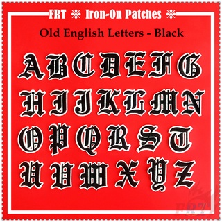 ✿ Old English Letters - Black Iron-on Patch ✿ 1Pc Diy Embroidery Patch Sew on Iron on Badges Patches