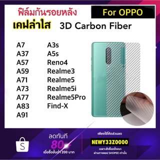 ฟิล์มหลัง Kevlar เคฟล่าใส For OPPO A7 A37 A57 A59 A71 A73 A77 A83 A91 A3S A5S Reno4 FindX Realme5/5i Realme5pro Realme3