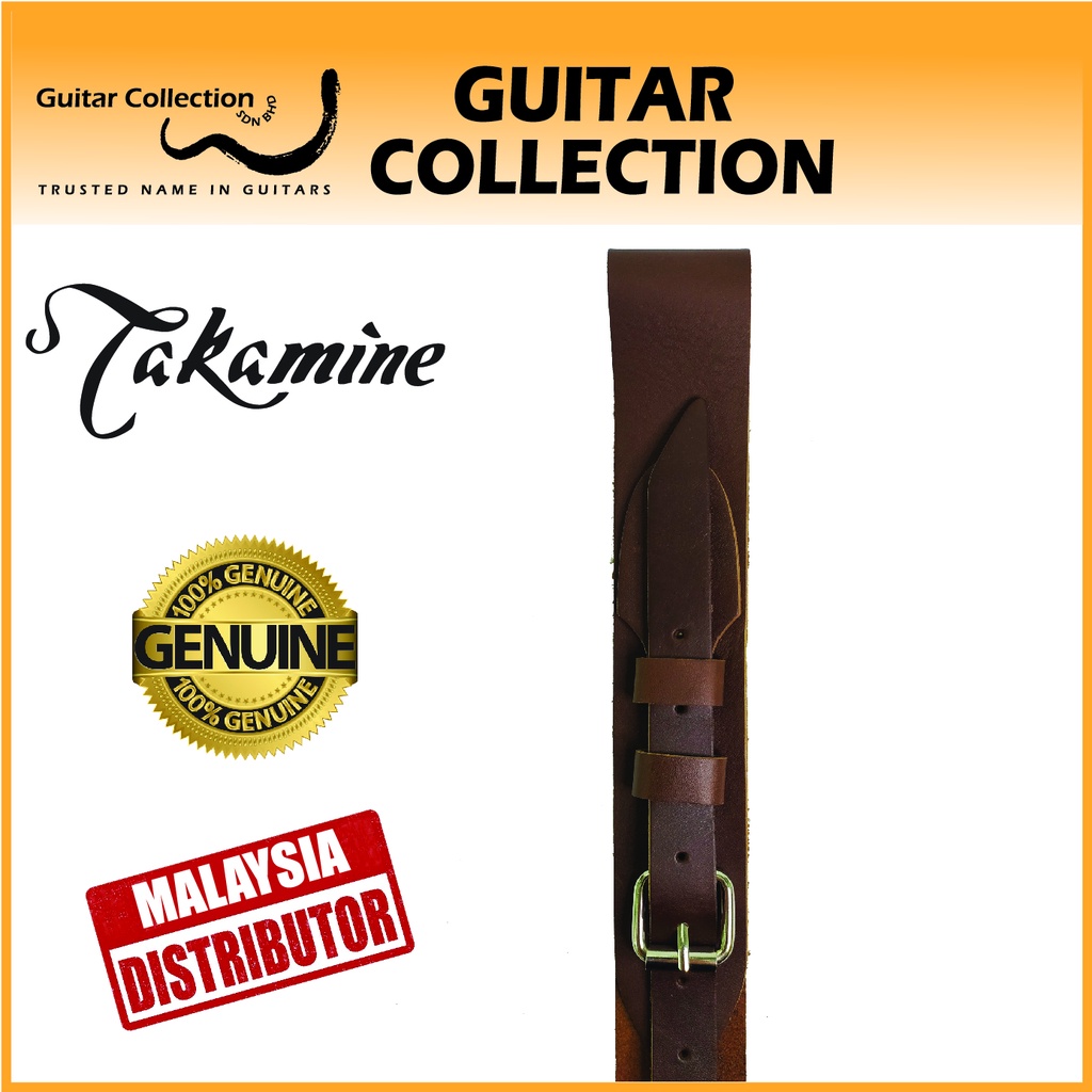 TAKAMINE TGS-5BR GUITAR STRAP, LEATHER (BROWN)