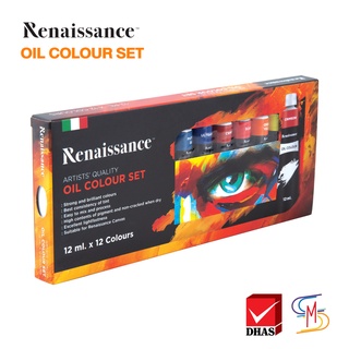 Renaissance สีนํ้ามัน ชุดสีน้ำมัน 12 สี แบบหลอด 12 มล.