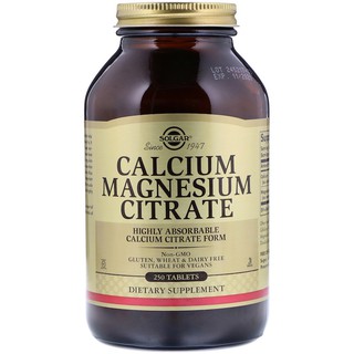 Solgar, Calcium Magnesium Citrate, 250 Tablets แคลเซียม แมกนีเซียม ซีเตรต 250 เม็ด