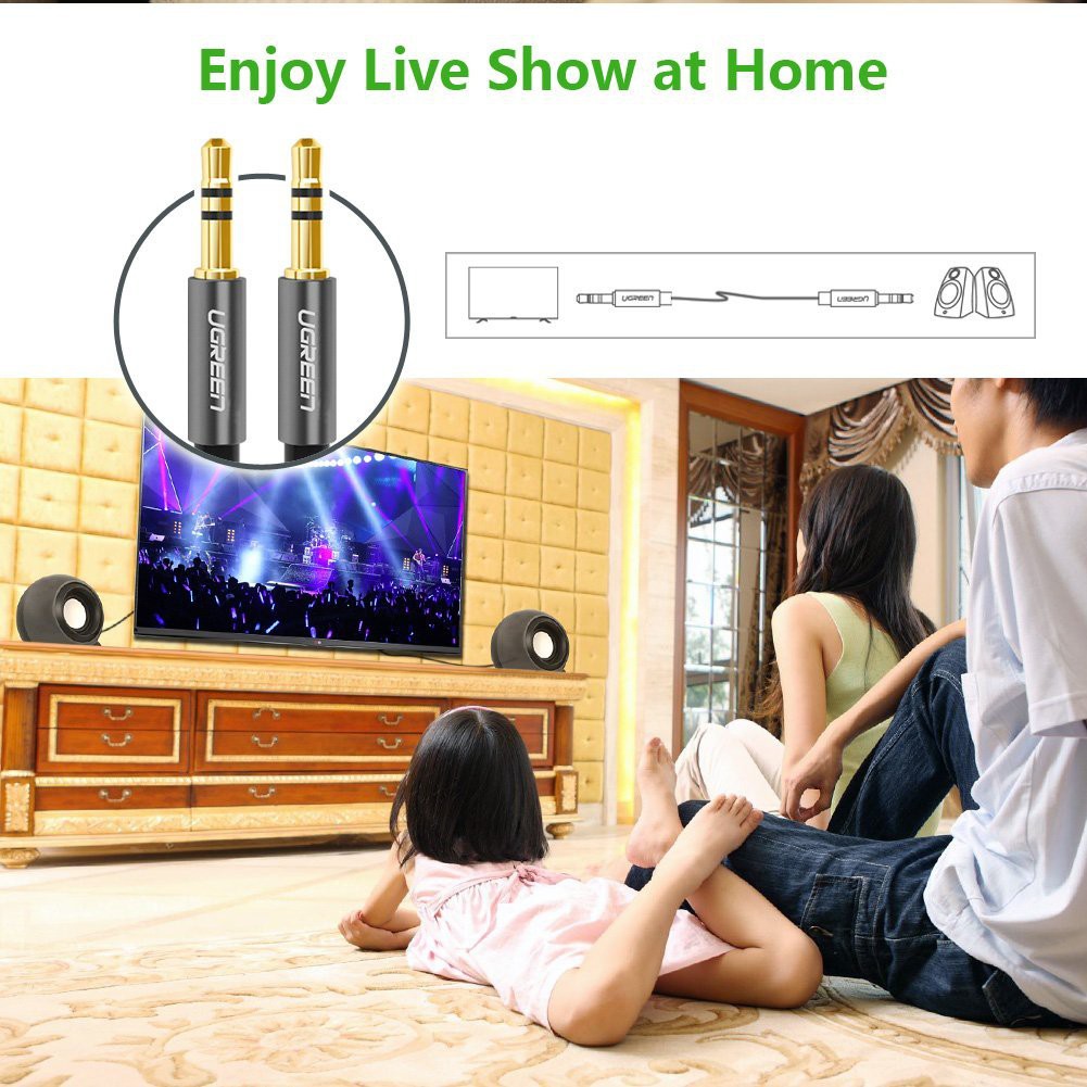 UGREEN สายAUX 3.5mm Cable Male to Male AUX Stereo Professional HiFi สายยาว 0.5-5 เมตร รุ่น AV119