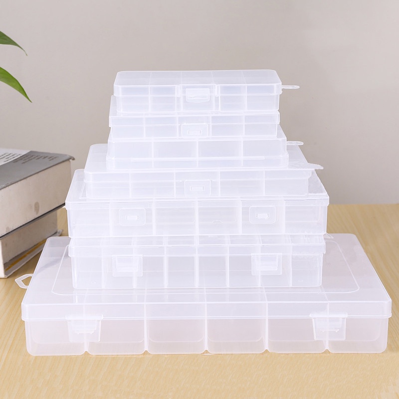 Fixed 10/15/24 Grids Jewelry Storage Transparent Plastic Box Classification Parts Organizer Case High Quality