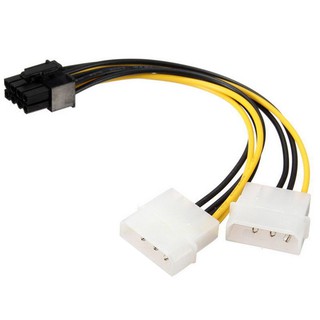 อะแดปเตอร์ สายแปลงไฟ Dual 4 Pin Molex IDE เป็น 8 Pin PCI PCI-E