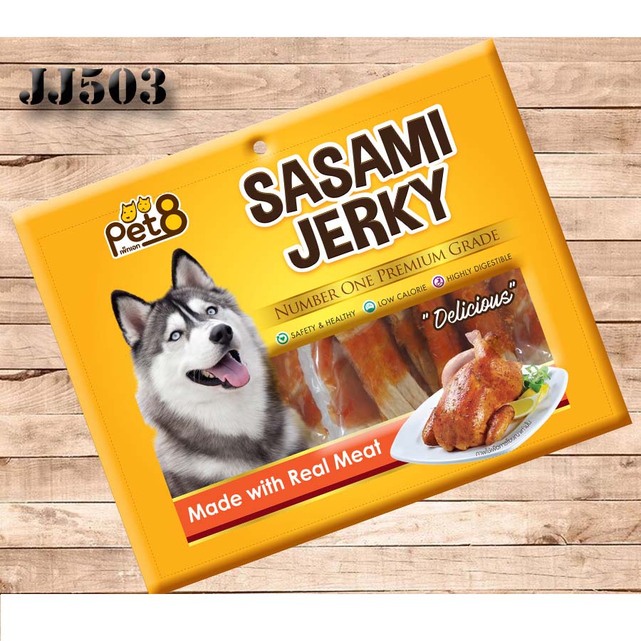 Pet8 Sasami Jerky สันในไก่เจอกี้สไลด์ 2pack*160-140g พร้อมส่ง ใหม่จากเตาอบ - รูปที่ 2