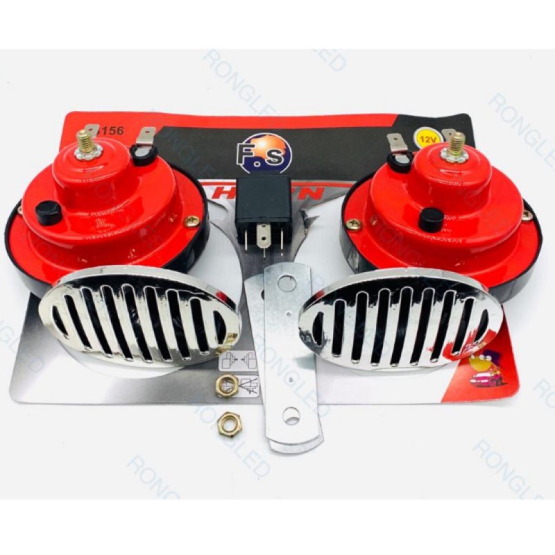แตรหอยโข่ง สำหรับรถยนต์ และรถมอเตอร์ไซค์ ยี่ห้อ FS156 12V สีดำ-แดง