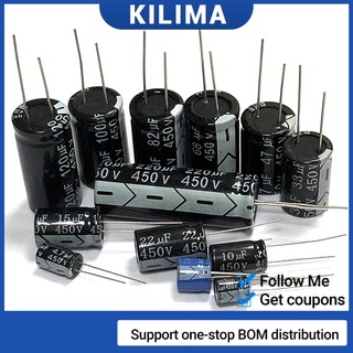 ตัวเก็บประจุอลูมิเนียมไฟฟ้า 450V 2.2uf 3.3uf 4.7uf 6.8uf 10uf 15uf 22uf 33uf 47uf 68uf 82uf 100uf 220uf 20 10 5 1 ชิ้น