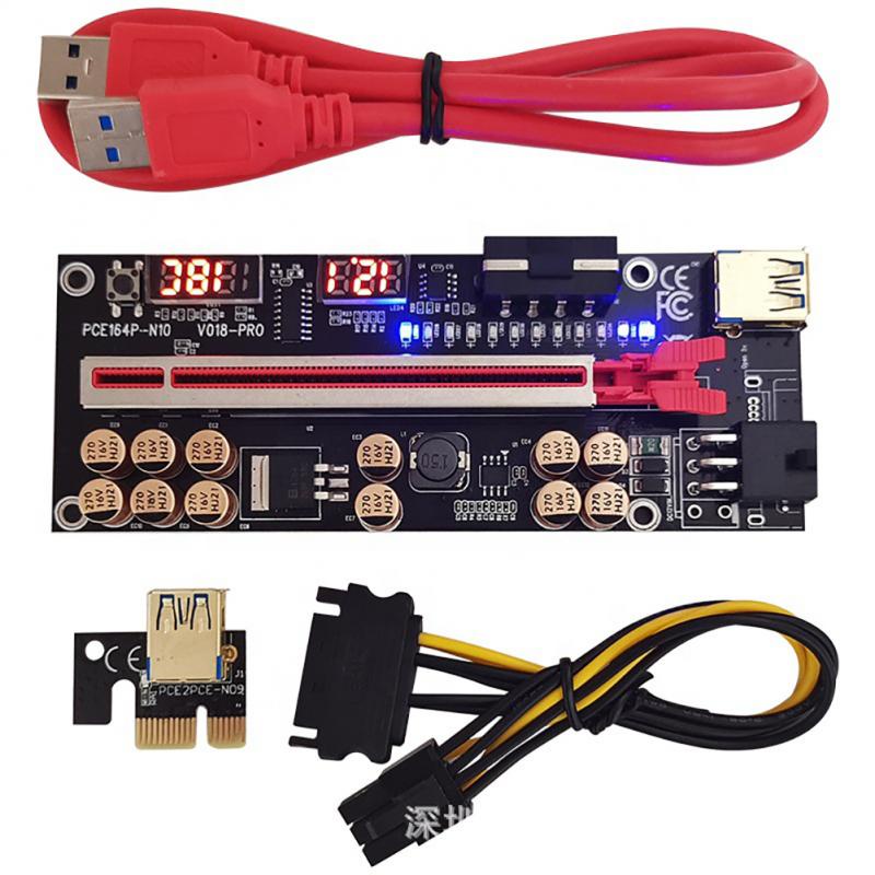 6 ชิ้นใหม่ล่าสุด VER018 PRO PCI-E Riser การ์ด 018 PRO PCIE 1X ถึง 16X Extender 6Pin อะแดปเตอร์