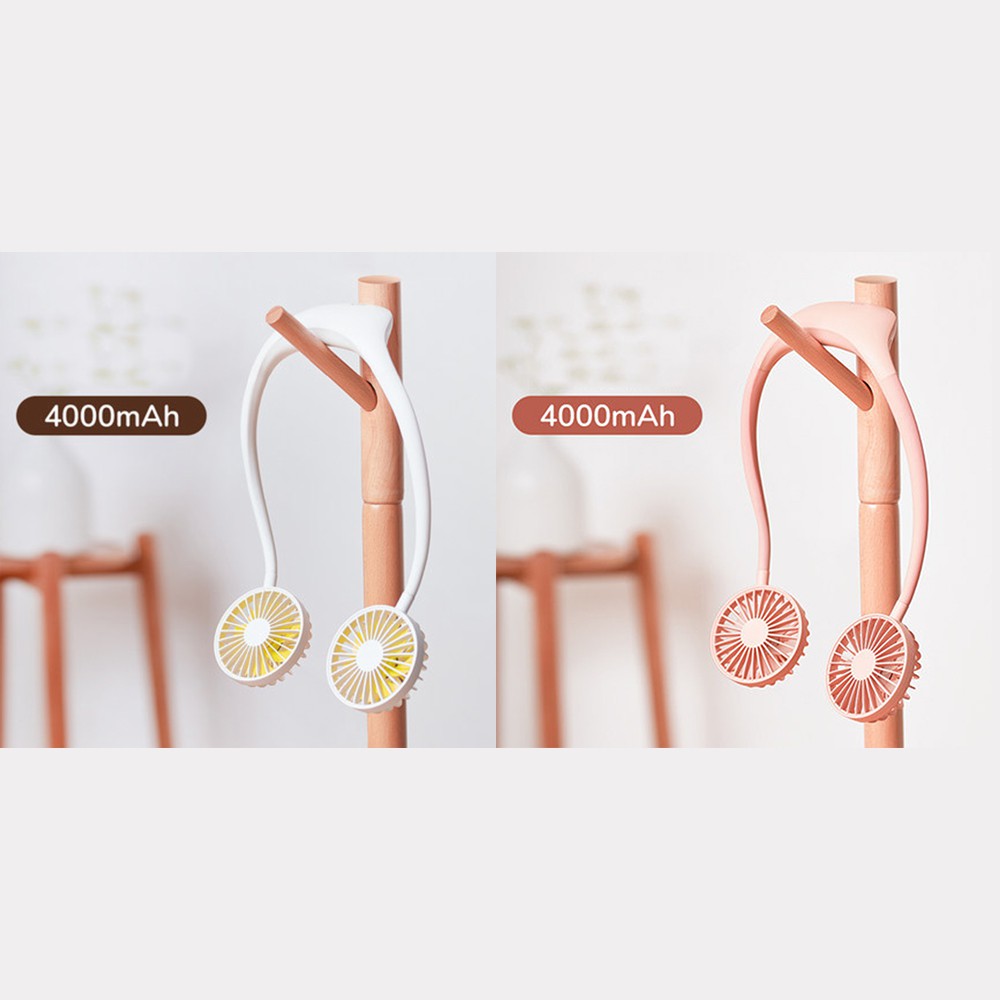 พัดลมคล้องคอ พัดลมปรับระดับแรงลม พัดลมไร้สาย พัดแรง พร้อมไฟ LED  รุ่นJ1M018 - J1M019