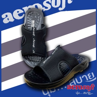 Aerosoft รองเท้าแตะแบบสวม รองเท้าแตะผู้ชาย สีดำพื้นหนา รุ่น MA 5103 ของแท้100%