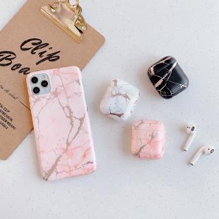 เคสลายหินอ่อนสีชมพูสีดําหรูหราสําหรับ 12Promax 12Pro 11 11Pro XR Xsmax airpods pro หินอ่อน เคส ไอโฟนovil6c  compatible for เคสไอโฟน