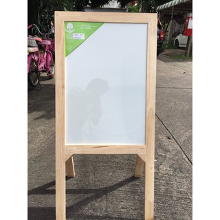 กระดานไวท์บอร์ดกรอบไม้ ขาตั้ง ขนาด 40x60 ซม สูง 1 เมตร
