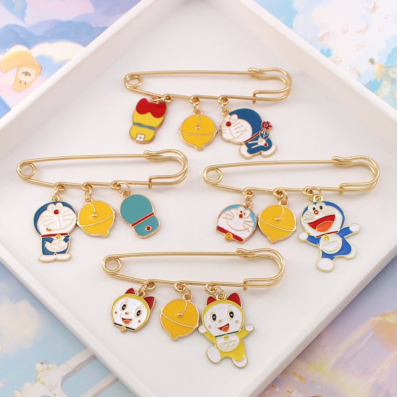 การ์ตูนน่ารักญี่ปุ่นโดราเอมอนเข็มกลัด Pins ตรากระเป๋าเพิ่มอุปกรณ์เสริมหัวเข็มขัดเข็มกลัดผู้หญิง Pin