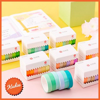 KUDOSTH  (6 ม้วน) Masking Tape / Washi Tape วาชิเทป  สีเรียบหวานพาสเทล ตกแต่งไดอารี่ Planner สมุดโน้ต