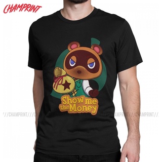 ใหม่ เสื้อยืดแขนสั้น ผ้าฝ้าย 100% พิมพ์ลายสัตว์ตลก Tom Nook Game สําหรับผู้ชาย และผู้หญิงS-5XL