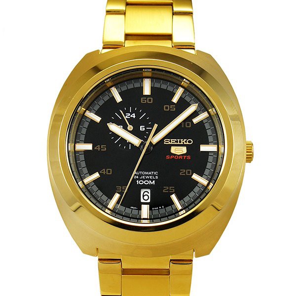 SEIKO SPORTS 5 Automatic นาฬิกาข้อมือผู้ชาย รุ่น SSA284K1 - สีทอง/ สีดำ
