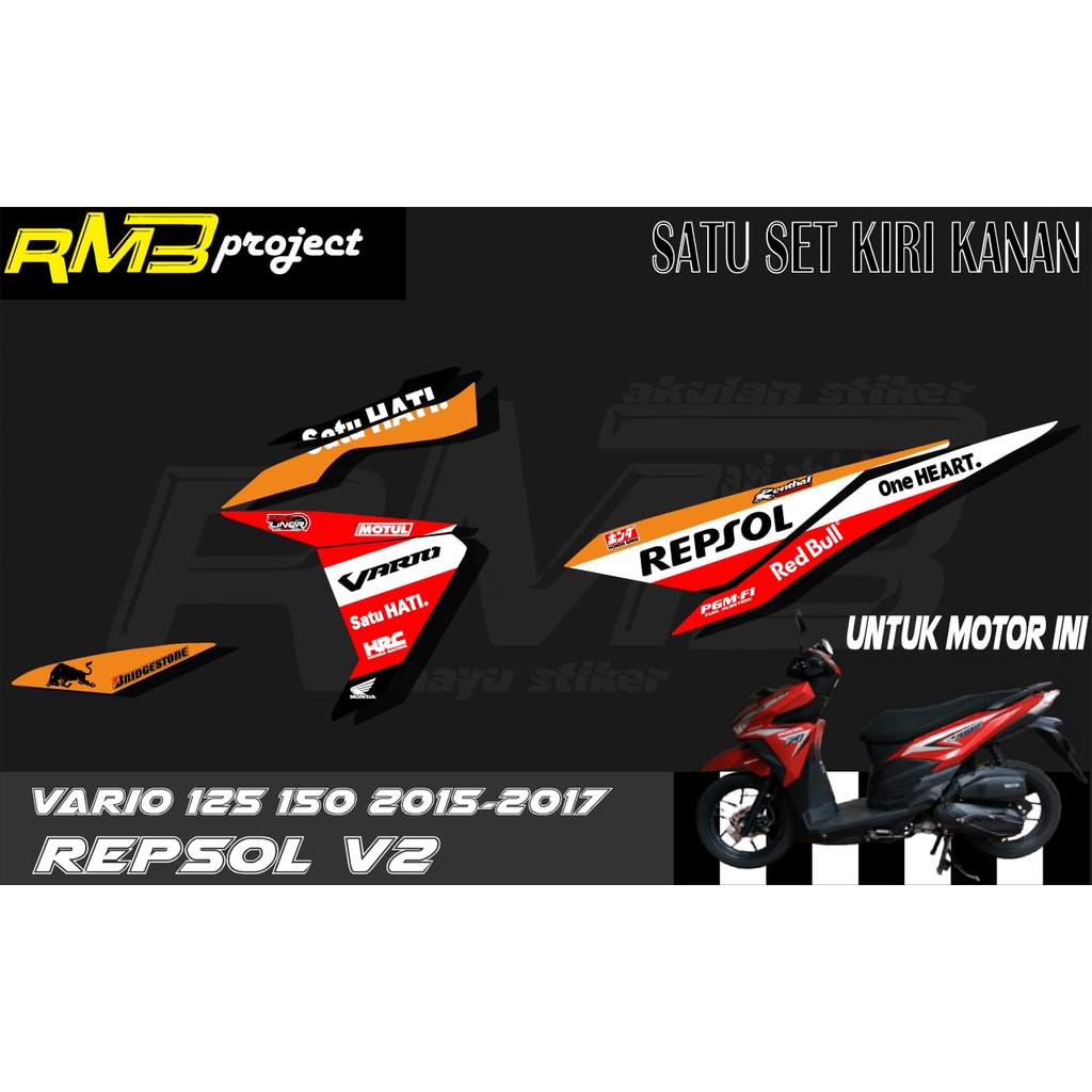 สติ๊กเกอร์แถบ Honda Vario 125 150 2015-2017 Repsol v2