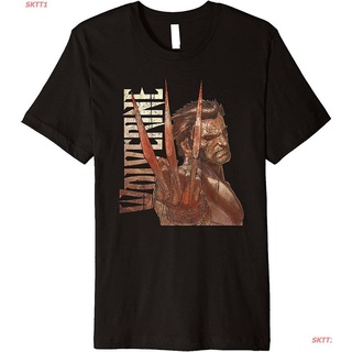 █♬♫♪♩ Marvelเสื้อยืดกีฬา Marvel X-Men Wolverine Three Claws Premium T-Shirt Marvel Mens Womens T-shirts JOGB