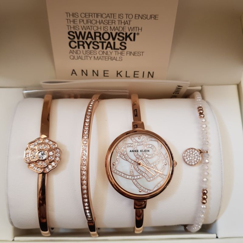 ANNE KLEIN นาฬิกาข้อมือพร้อมสร้อยข้อมือ สี Rose Gold ✅ส่งฟรี