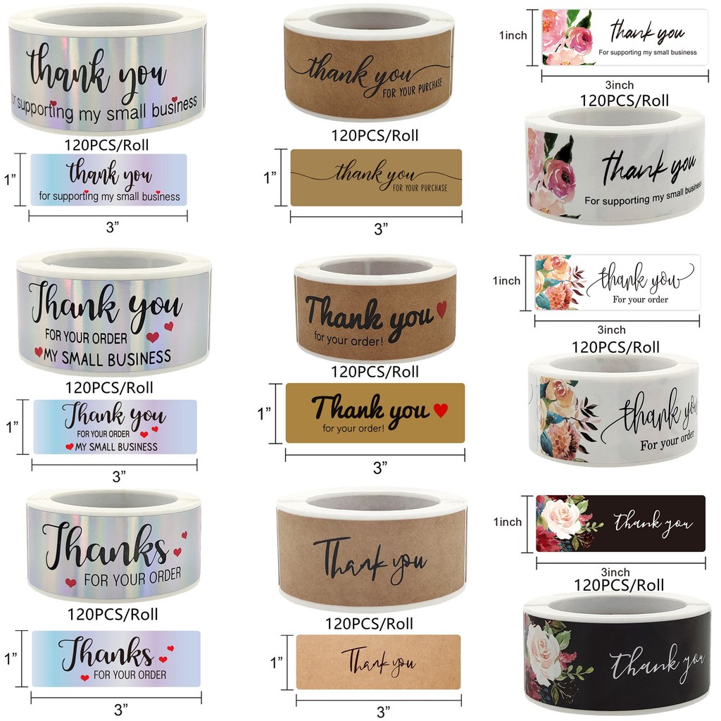 สติ๊กเกอร์ Thank You For Your Order ทรงสี่เหลี่ยมขนาด 7.5x2.5 ซม. 120 ชิ้น/ม้วนสําหรับทําเบเกอรี่
