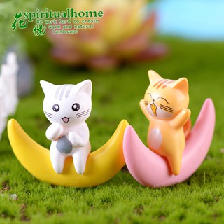 พร้อมส่งในไทย แพคคู่ เซทแมว2ตัว Moon Cat Moss Micro Landscape ตกแต่งตุ๊กตา DIY ตุ๊กตาตกแต่งกระถางน่ารัก ตุ๊กตาตกแต่ง