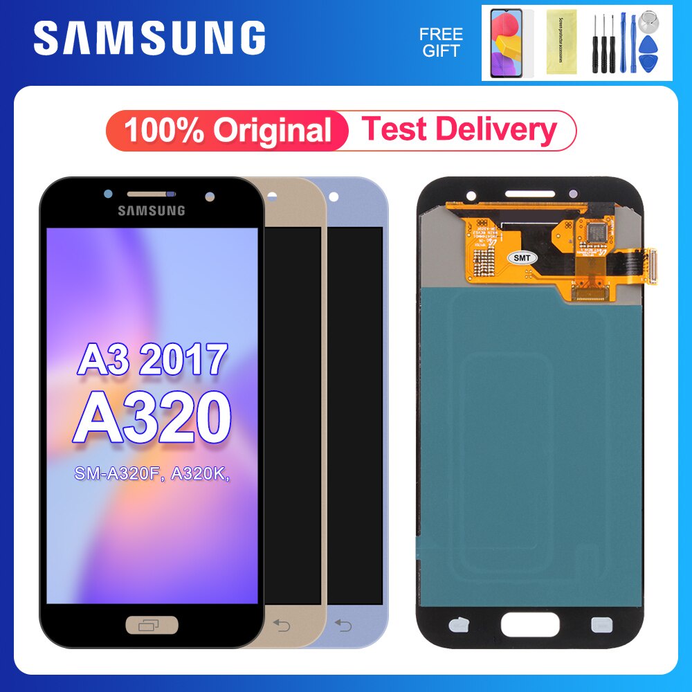 4.7 จอแสดงผลสําหรับ SAMSUNG Galaxy A3 2017 A320 จอแสดงผล LCD Touch Screen Digitizer Assembly เปลี่ยน