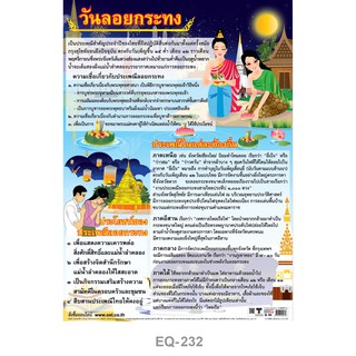 โปสเตอร์ วันลอยกระทง #EQ-232  โปสเตอร์กระดาษอาร์ตมัน สื่อการเรียนการสอน สื่อการเรียนรู้