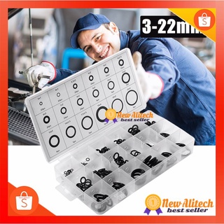 New Alitech 225pcs O-Ring Assortment Nitrile Rubber Washer Seals Kit 18 Sizes Black Re-Sealable Plastic Box