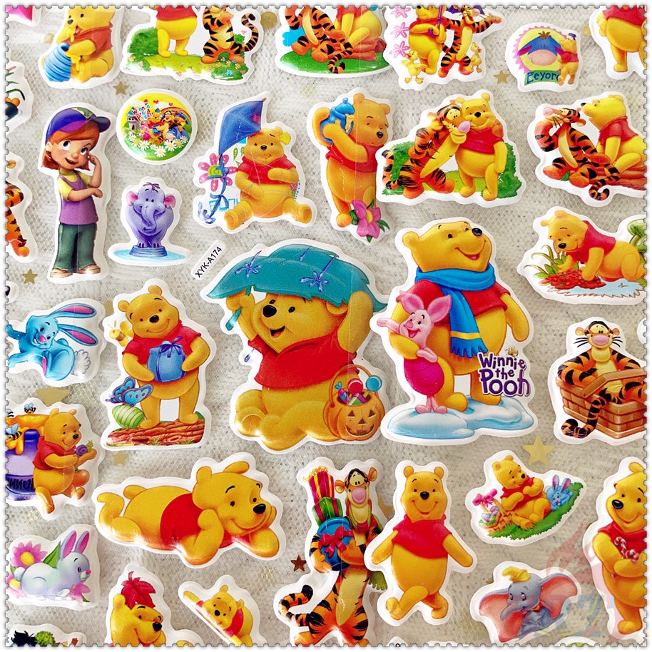 5Sheets Winnie The Pooh Q-1 DIY Rewards Sticker 3D Puffy Bubble Stickers Waterpoof Toys PVC Stickers
