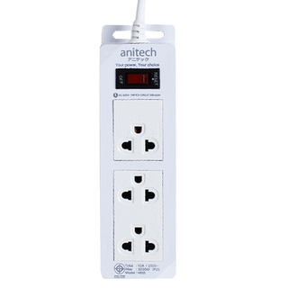 🔥HOT🔥 ANITECH รางปลั๊กไฟ 3 ช่อง 1 สวิตซ์ รุ่น TIS10A H613-WH ขนาด 2 เมตร สีขาว Electrical Plugs, Adapters &amp; Splitters