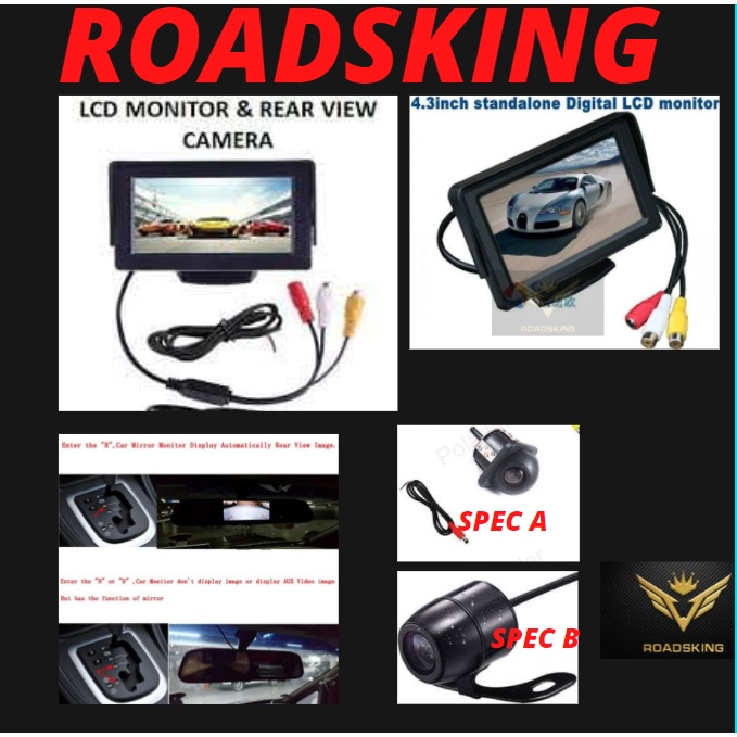 7 INCH / 5 INCH TFT LCD DASH BOARD รถ 12V MONITOR STAND + กล้องย้อนกลับ