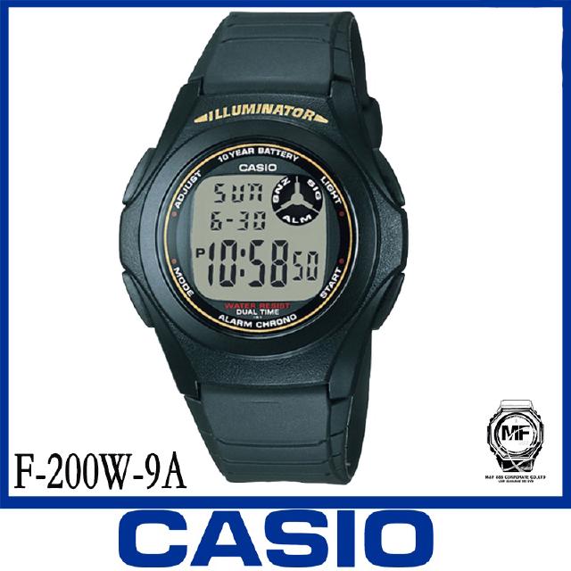 Casio นาฬิกาข้อมือ นาฬิกาเด็ก รุ่น F-200W-9A กันน้ำ100M  ประกันศูนย์ CASIO1 ปี จากร้าน M&amp;F888 B