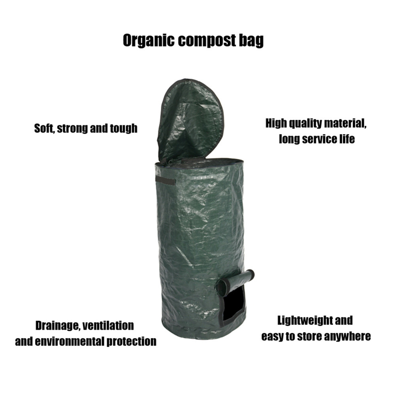 Organic Waste Kitchen Garden Yard Compost Bag Environmental PE Cloth Planter DEWIN Organic Compost Bag Size : 45cm 