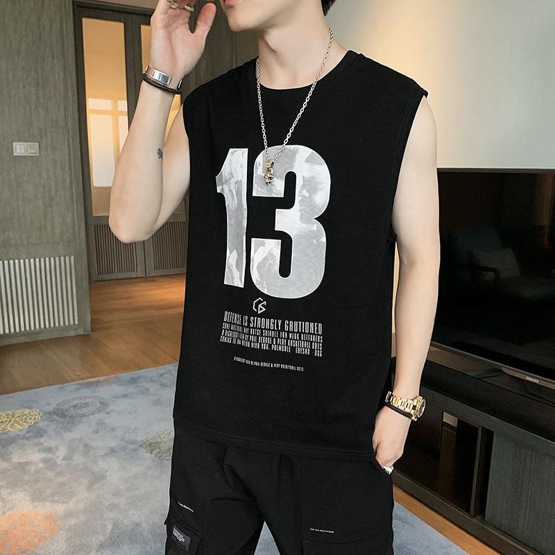 SUNDAY2020 เสื้อยืดแขนกุดสกรีนลาย สไตล์วินเทจให้ลุคหนุ่มแบดบอย หล่อกร้าวใจมากคุณพี่ สาวกรี๊ดทั้งซอย