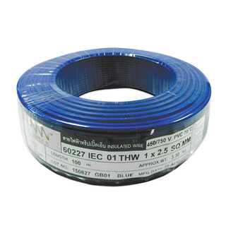 🔥HOT🔥 NNN สายไฟ รุ่น NNN IEC 01 THW 1 x 6.0 SQ.MM. ขนาด 100 ม. สีฟ้า Electric Wires &amp; Cables