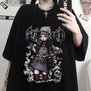 Tiansen ฤดูร้อน Gothic เสื้อยืดผู้หญิงสวยหลวมเสื้อยืดสตรี Grunge Streetwear