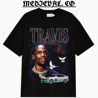 เสื้อยืดผ้าฝ้ายเสื้อยืด พิมพ์ลาย Travis SCOTT CACTUS JACK สไตล์วินเทจ สําหรับผู้ชาย สีดําL XL  XXL 3XL