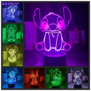 โคมไฟตั้งโต๊ะ Led รูปสติทช์ 3D ชาร์จ USB สีสันสดใส สําหรับตกแต่งห้องนอนเด็ก