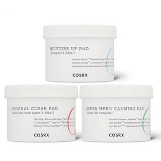 COSRX One Step Original , Moisture Up,Green Hero Calming Clear Pad 70 Pads โทนเนอร์ สำลีเช็ดหน้ารักษาสิว 70 แผ่น