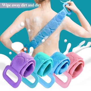 Bath Towel Shower Massage Silicone Body Brush Bath Belt Exfoliating Back Brush Belt Wash Bathroom Clean Tool Bath Scrub Belts Stain Removal