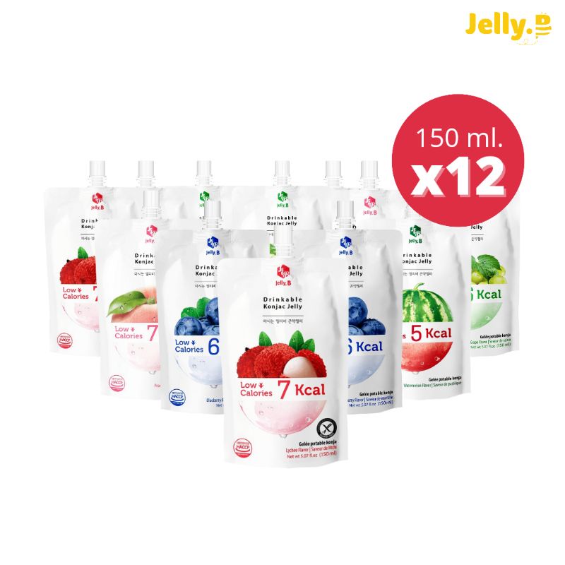[โปร12ถุง] JellyB เจลลี่บี​​ บุกแท้รสผลไม้​ จำนวน​ 12ถุง​ (0-5kcal/ถุง)