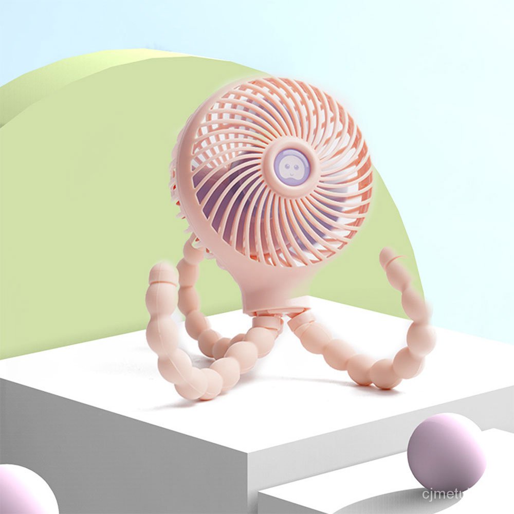 Baby Stroller Fan USB Rechargeable Octopus Fan Portable Small Desk Fan ...