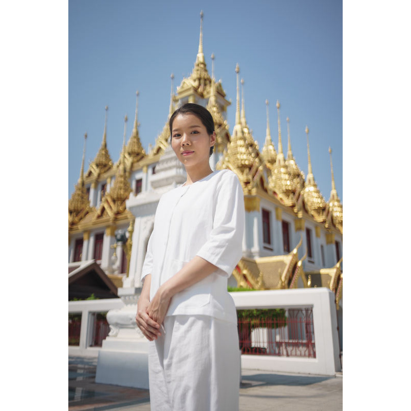 พุทธศิริ เสื้อขาวEN3054,3056,3057 ใส่ไปวัด ชุดปฏิบัติธรรม เสื้อผ้าฝ้าย สีขาว ชุดขาว ผ้าฝ้าย เสื้อผ้าแฟชั่น