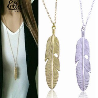 สร้อยคอสร้อยข้อมือผู้หญิง Retro Feather จี้สร้อยคอยาวสร้อยคอ New Statement