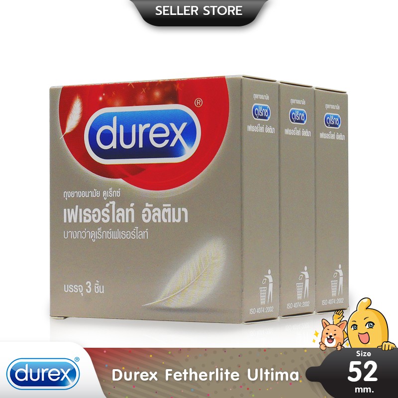 Durex Fetherlite Ultima ถุงยางอนามัย ผิวเรียบ บางพิเศษ ขนาด 52.5 มม. บรรจุ 3 กล่อง (9 ชิ้น)