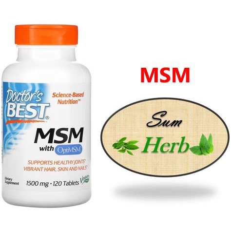(พร้อมส่ง) Doctor's Best , MSM with OptiMSM, 1,500 mg, 120 Tablets. บำรุง ข้อต่อ ผม ผิว กระดูก เสริมสุขภาพ ลดอาการปวดข้อ