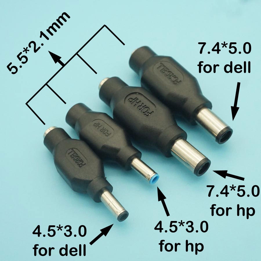อะแดปเตอร์ปลั๊กไฟ DC 5.5*2.1 หญิงถึง 4.5*3.0 มม. 7.4*5.0 สําหรับ dell สําหรับ hp ชาย 5.5X2.1 มม.ถึง 4.5x3.0 มม. 7.4x5.0 มม.หัวแปลง